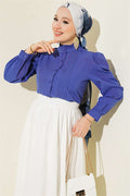 Short Shirt with Ribbed Detail Front, Violet