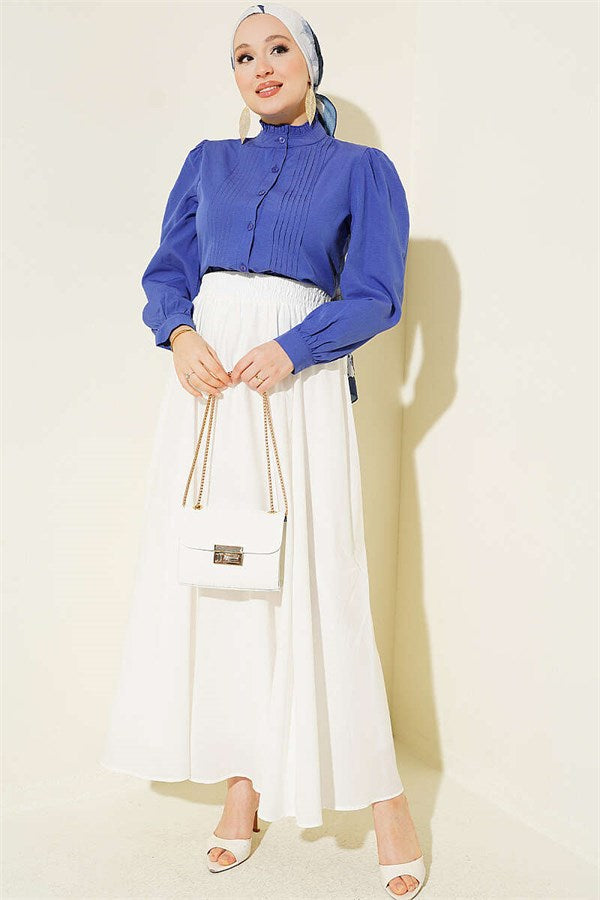 Short Shirt with Ribbed Detail Front, Violet