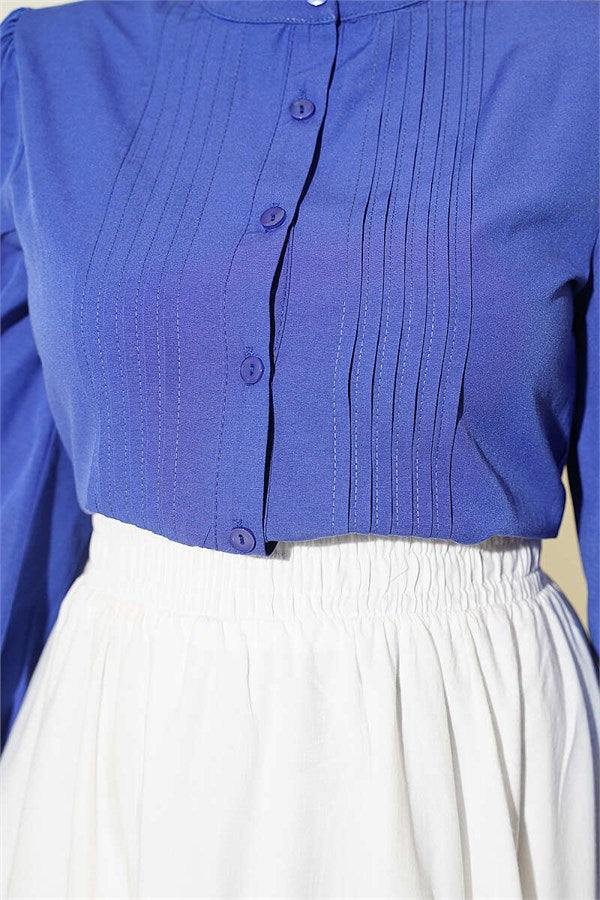 Short Shirt with Ribbed Detail Front, Violet
