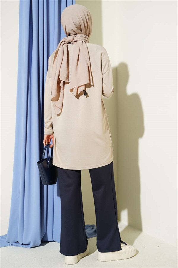 Beige Tunic with Daisy Emblem on Front