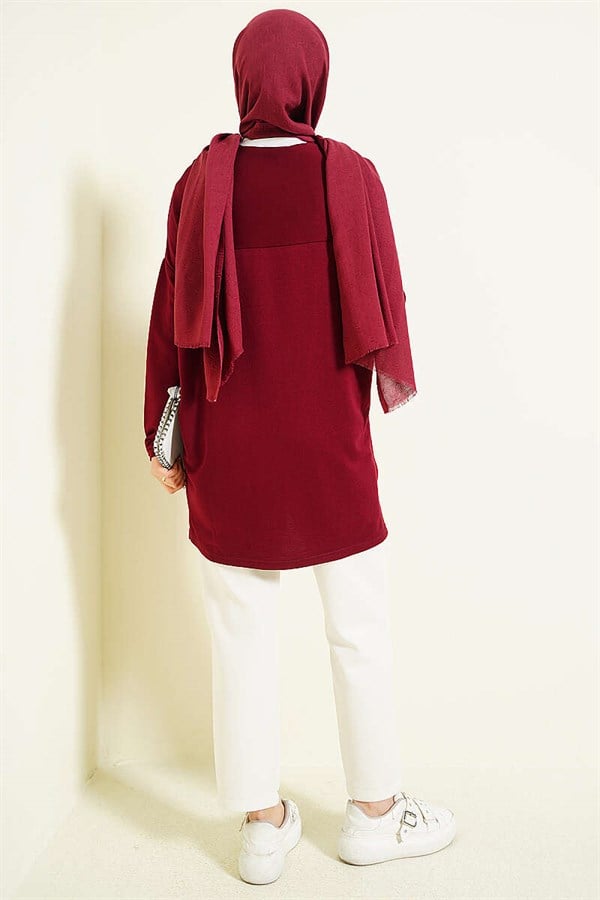 Burgundy Tunic with Daisy Emblem on Front
