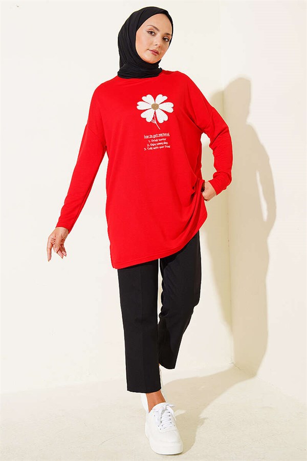 Red Tunic with Daisy Emblem on Front