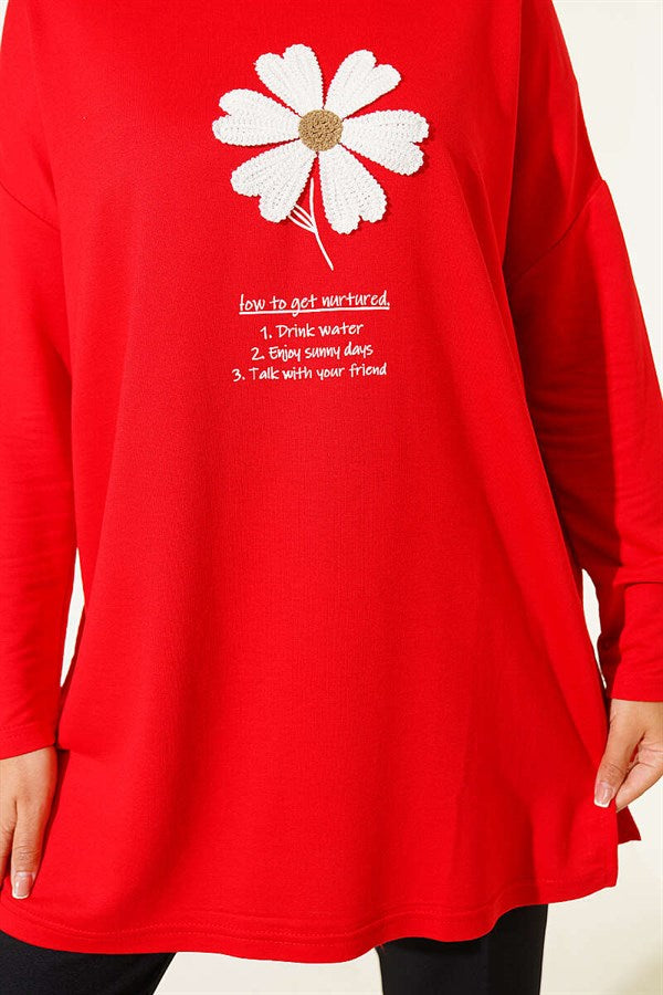 Red Tunic with Daisy Emblem on Front
