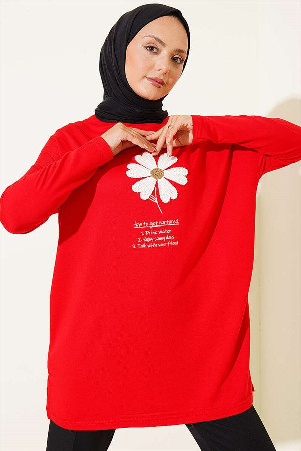 Red Tunic with Daisy Emblem on Front