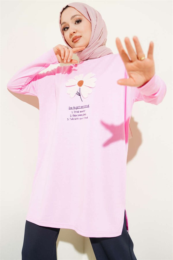 Pink Tunic with Daisy Emblem on Front