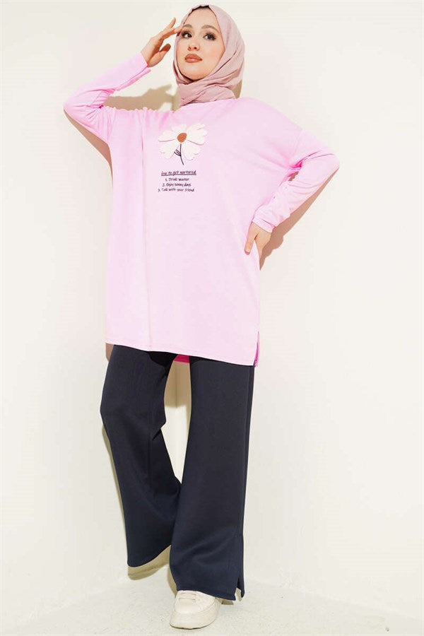 Pink Tunic with Daisy Emblem on Front