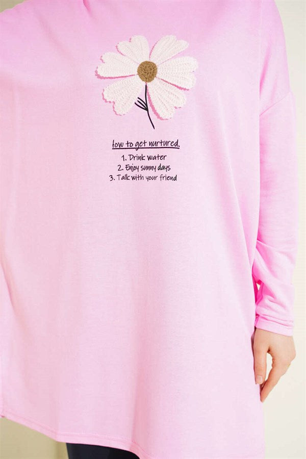 Pink Tunic with Daisy Emblem on Front