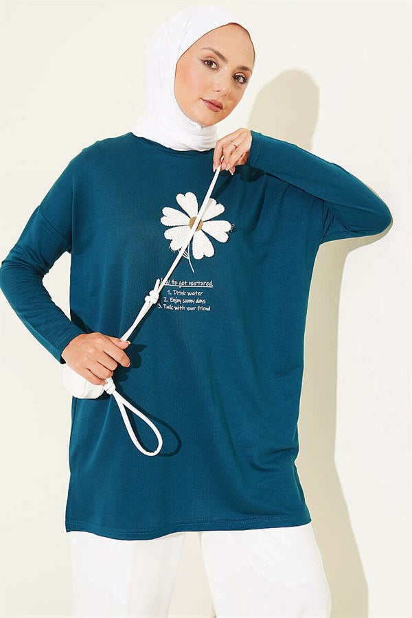 Tunic with Daisy Emblem on Front (Petrol Style)