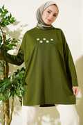 Khaki Tunic with Daisy Embroidery on the Front