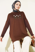Brown Tunic with Daisy Embroidery on the Front