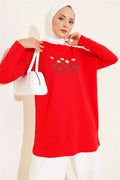 Red Tunic with Daisy Embroidery on the Front