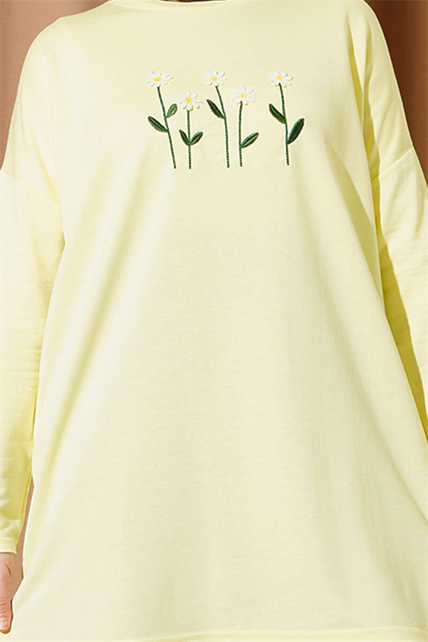 Yellow Tunic with Daisy Embroidery on the Front