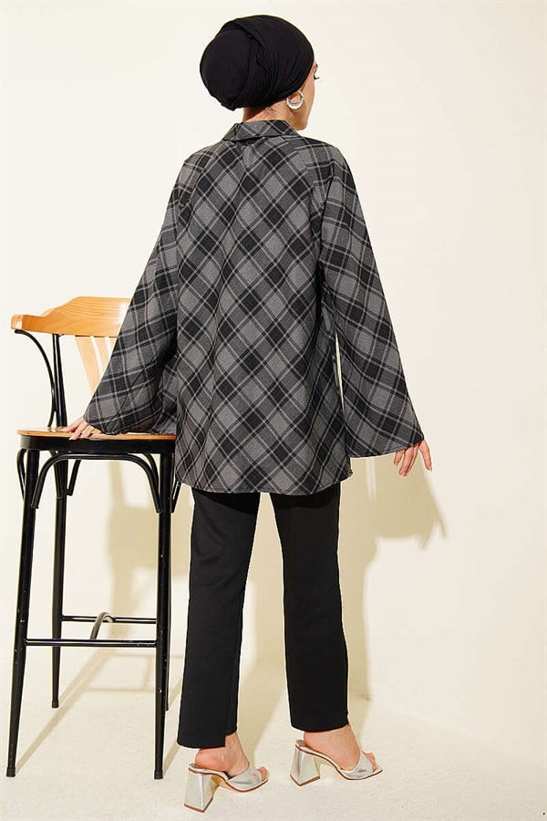 Front Plaid Shirt, Smoke Grey
