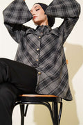 Front Plaid Shirt, Smoke Grey