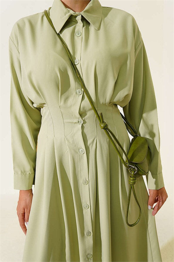 Front Dart Detail Dress in Sage Green