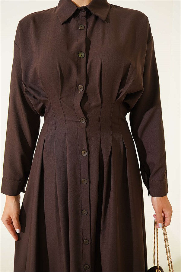 Front Dart Detail Dress, Brown