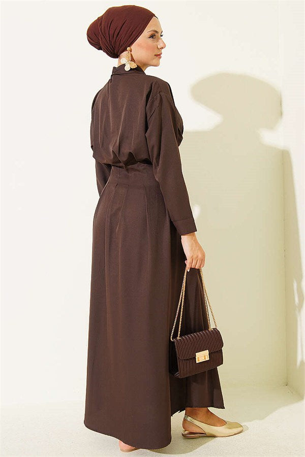 Front Dart Detail Dress, Brown