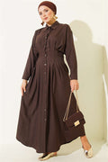 Front Dart Detail Dress, Brown