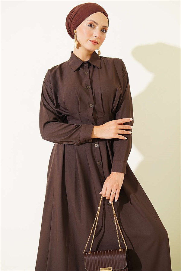 Front Dart Detail Dress, Brown