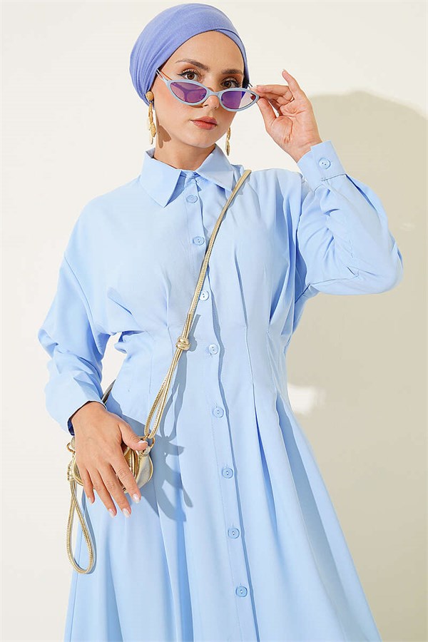 Front Dart Detail Dress Blue