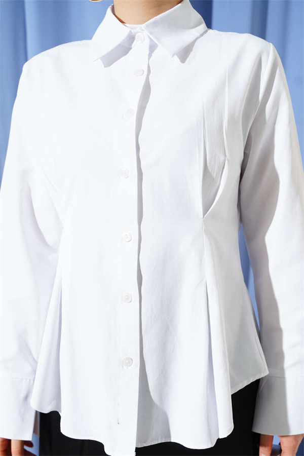 White Short Shirt with Front Dart Detail