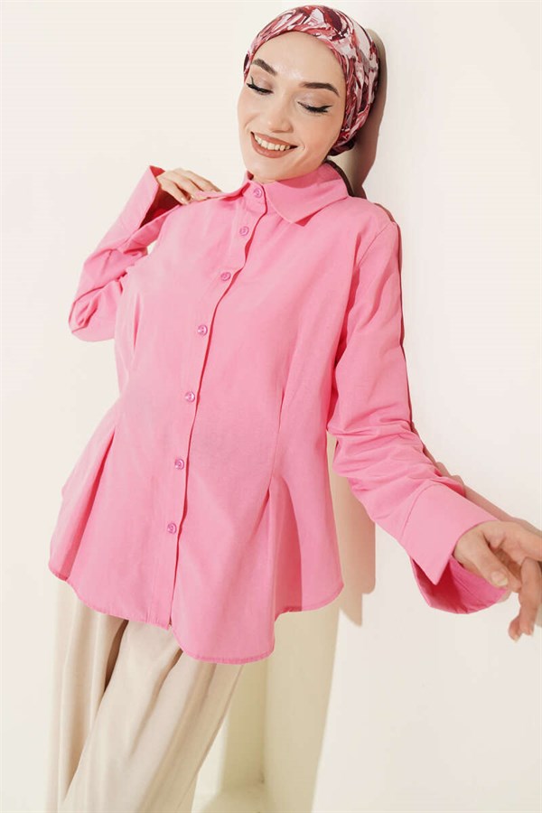 Pink Short Shirt with Front Dart Detail