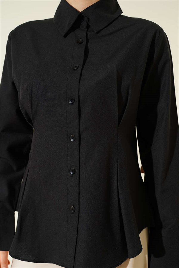 Front Dart Detail Short Shirt Black