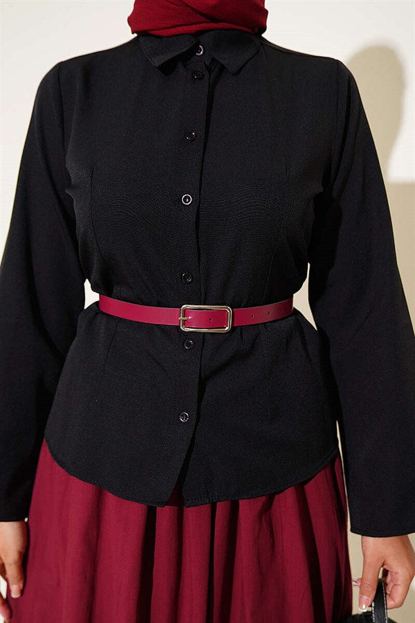 Front-Dart Basic Shirt, Black