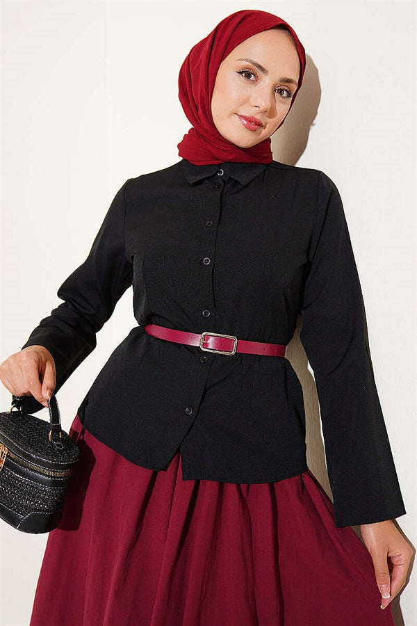 Front-Dart Basic Shirt, Black