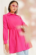 Front Darted Rope Belted Tunic Fuchsia