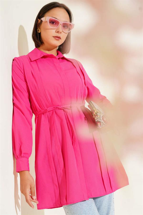 Front Darted Rope Belted Tunic Fuchsia