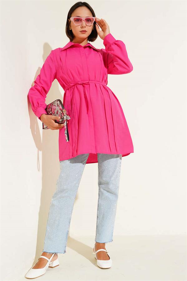 Front Darted Rope Belted Tunic Fuchsia