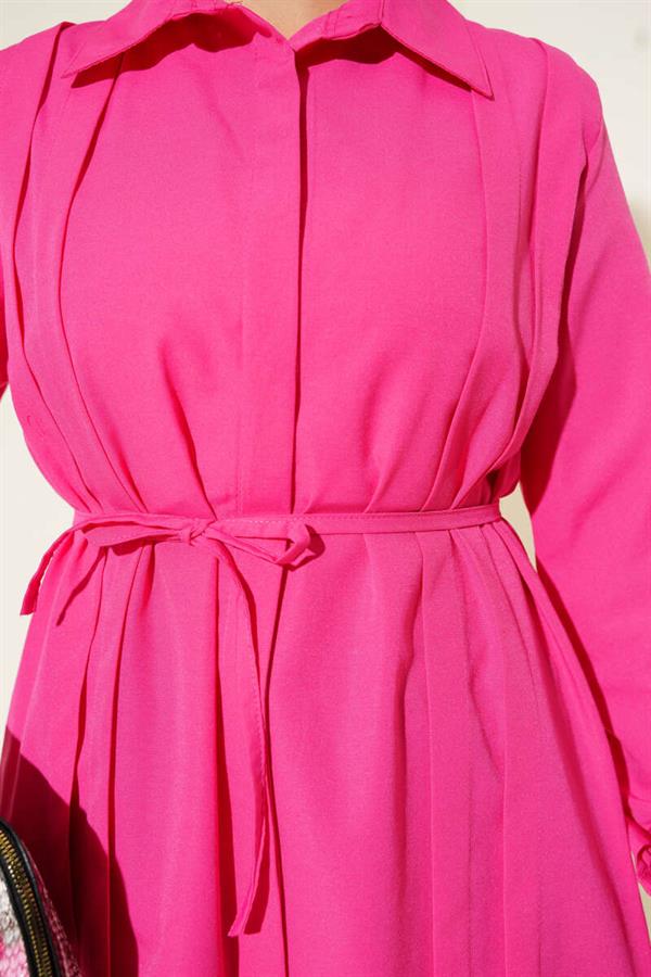 Front Darted Rope Belted Tunic Fuchsia