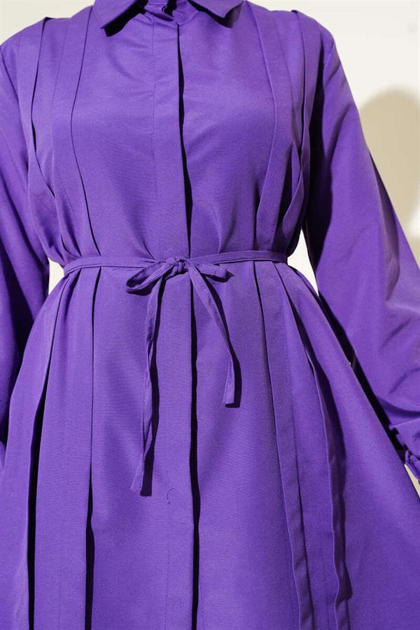 Front Darted Rope Belted Tunic Purple