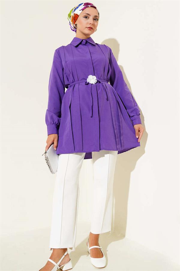 Front Darted Rope Belted Tunic Purple