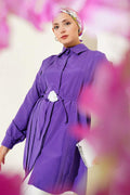 Front Darted Rope Belted Tunic Purple