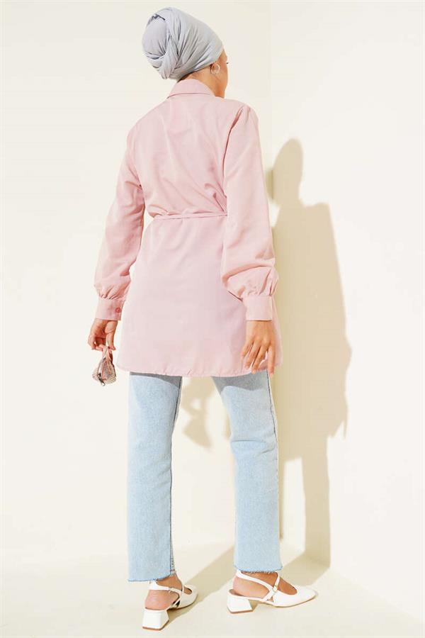 Front Darted Rope Belted Tunic Powder