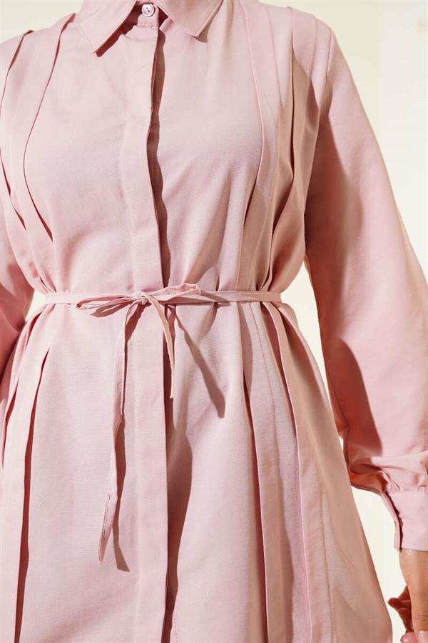 Front Darted Rope Belted Tunic Powder