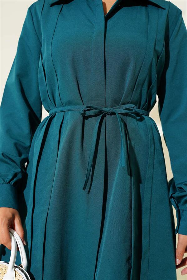 Front Darted Rope Belted Tunic Emerald