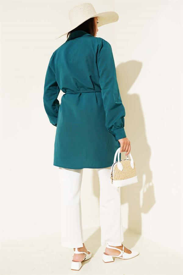 Front Darted Rope Belted Tunic Emerald