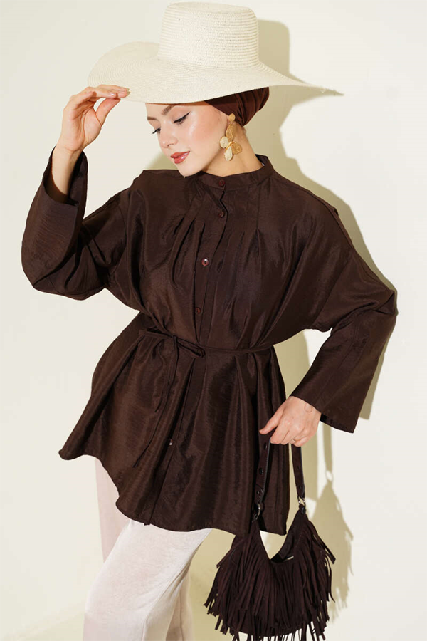 Front-Dart Parachute Shirt, Brown