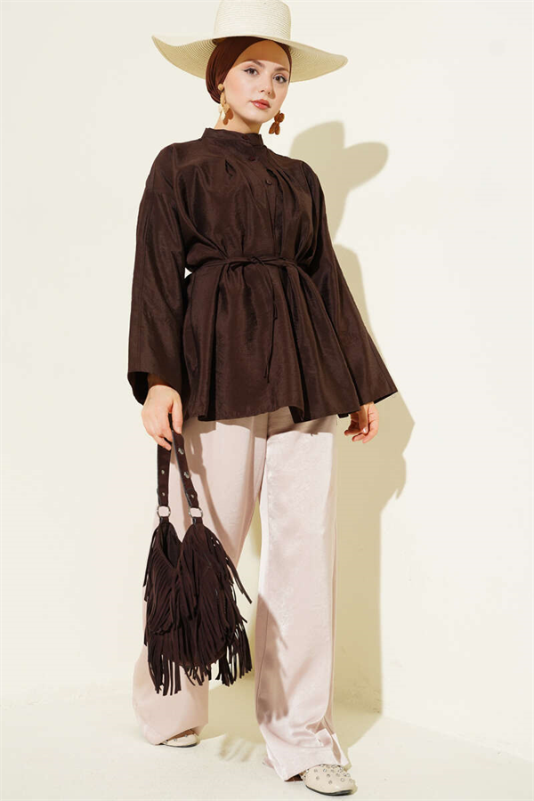 Front-Dart Parachute Shirt, Brown