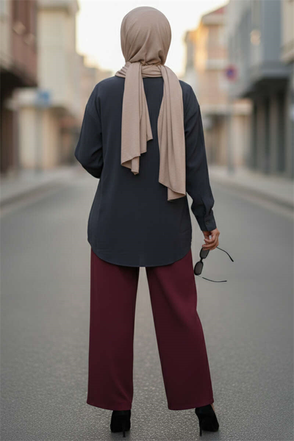 Tencel Shirt with Pleat Detail at the Front, Navy Blue