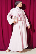 Pink Pleated Front Lace-Up Skirt Set