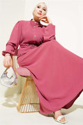 Pleated Front Waist Tunnel Skirted 2 Piece Set Rose