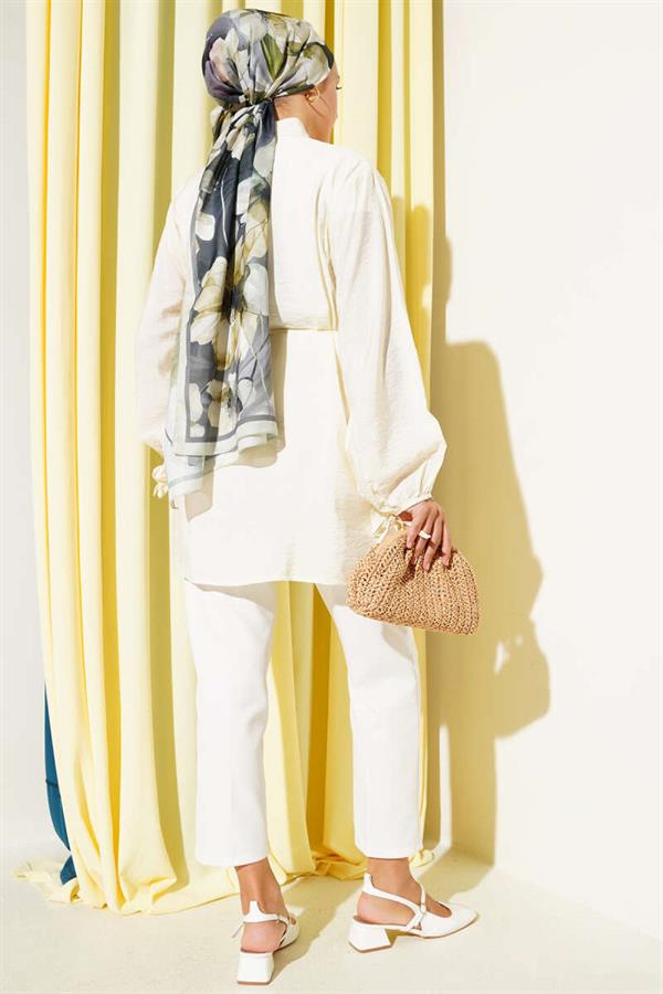 Pleated Button-Front Shirt Yellow