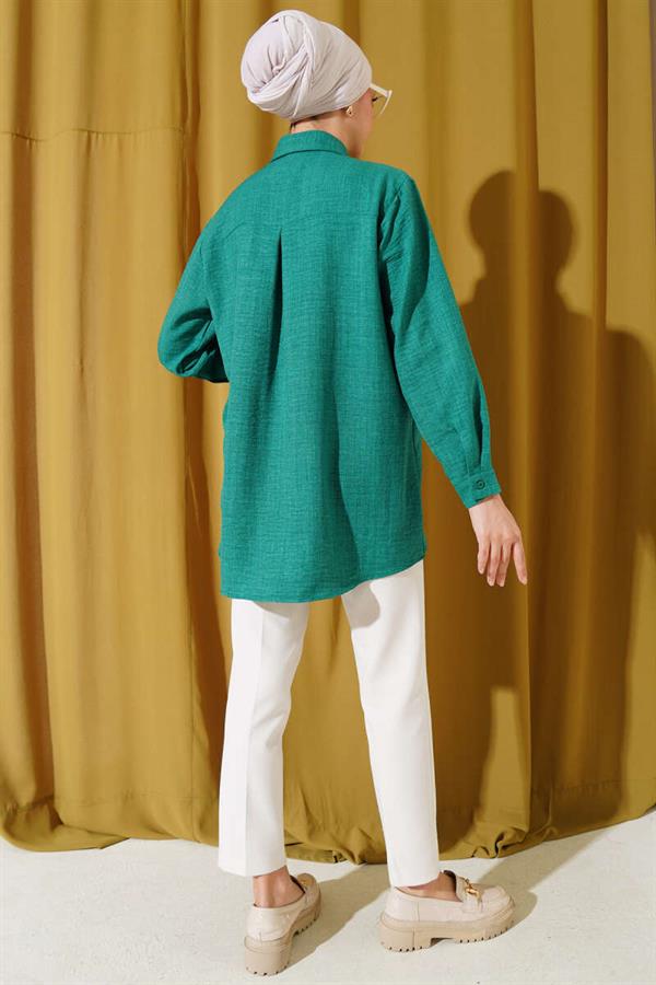 Basic Shirt Green with Sequined Front