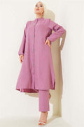 Long Tunic 2 Piece Set with Stone Detail on the Front Dusty Rose