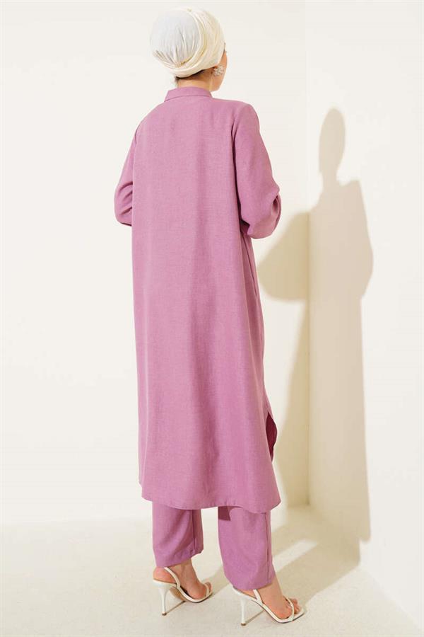 Long Tunic 2 Piece Set with Stone Detail on the Front Dusty Rose