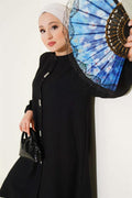 Long Tunic 2 Piece Set Black with Stone Detail on the Front